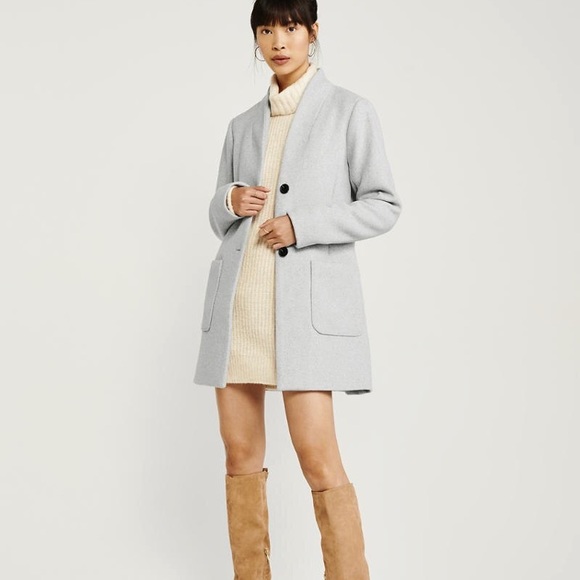 collarless wool blend coat